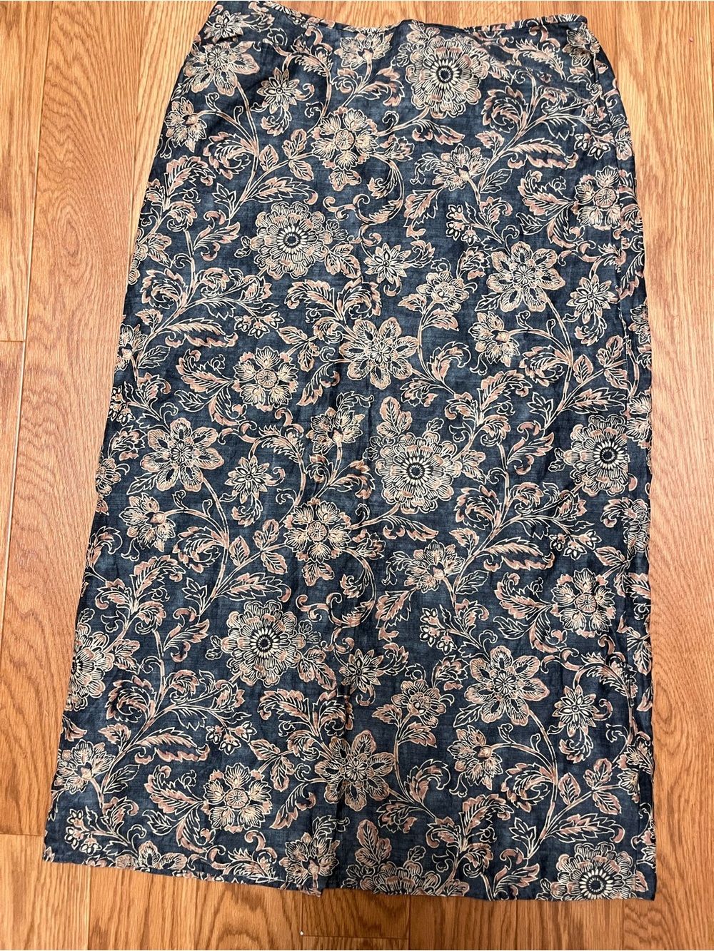 Floral Midi Skirt in Navy and Cream